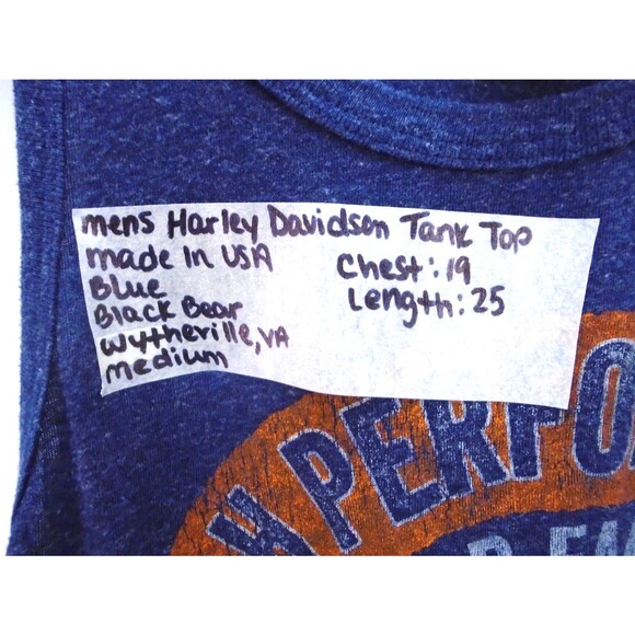 Harley Davidson Mens Tank Top Size M Awesome Graphic Wytheville VA Blue Made USA - Picture 5 of 8